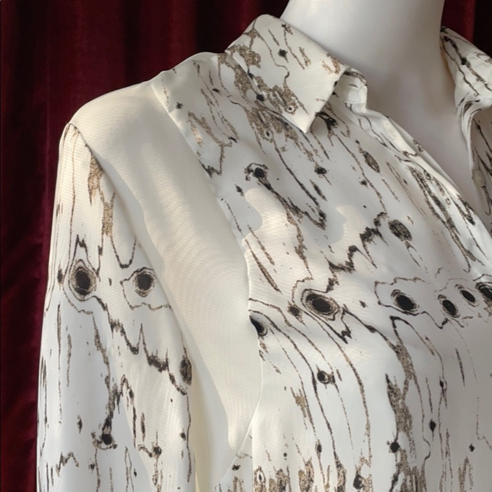 Dkny Button Up Patterned Blouse Size S - image 2